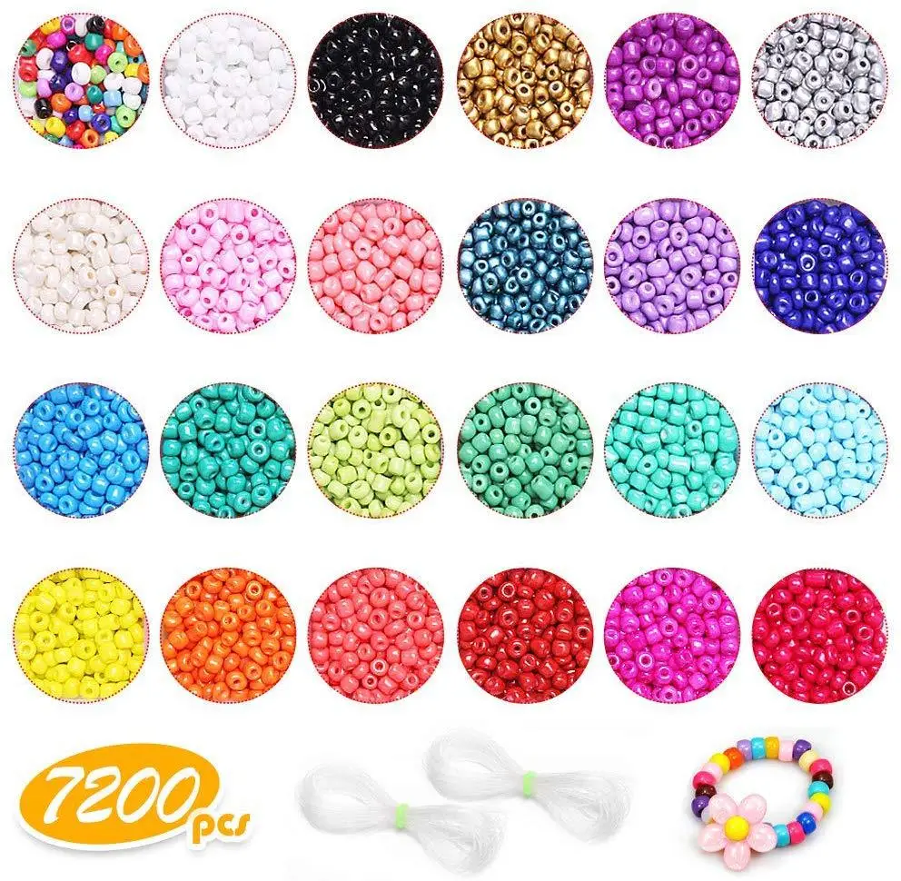 3300pcs 7200 Pcs Glass Seed Beads 4mm 3mm Wholesale Mixed Colors Small Pony Beads Elastic String