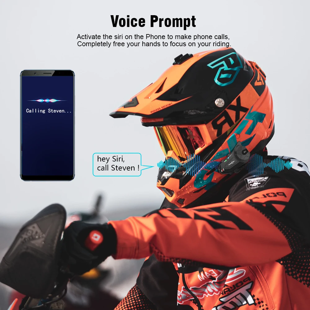 Freedconn R1-plus Motorcycle Recorder Headset 1080p Video Cam 1000m 6 ...