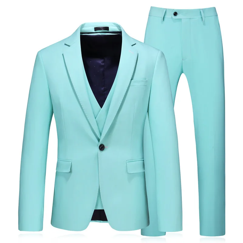 Wholesale Fashion Light Blue Coat Pant Men Suit 3 Piece Slim Fit Men's ...