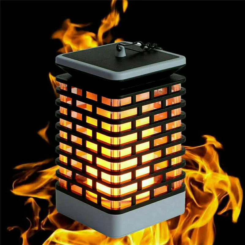 Outdoor Waterproof Garden Courtyard Solar Hanging Flame Lantern Lamp Landscape Lights LED