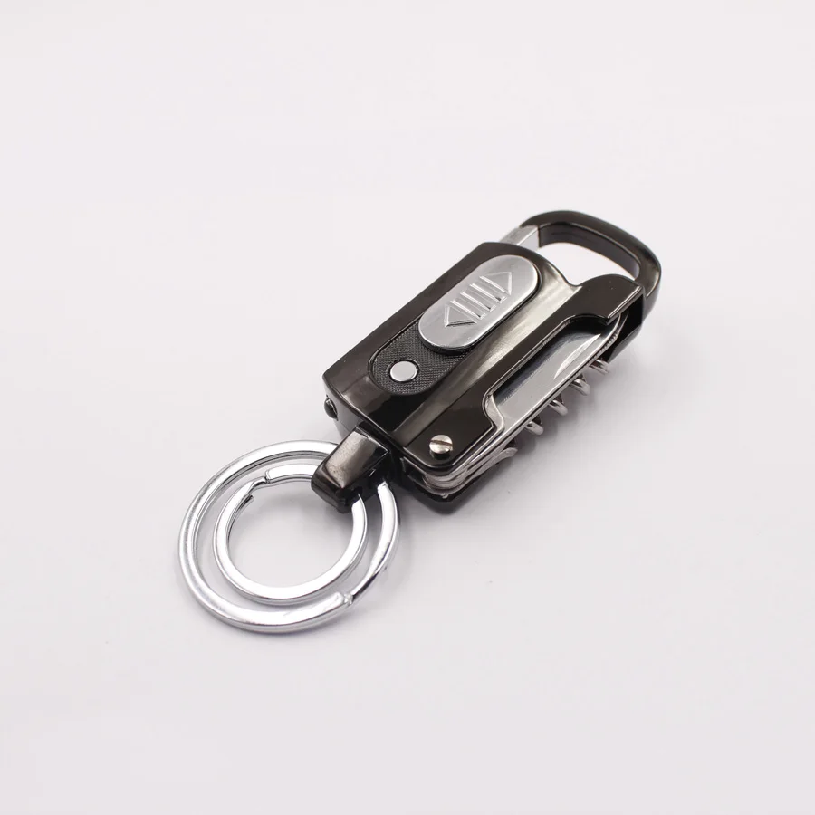 Multifunction Metal Corkscrew Wine Bottle Opener Folding Knife Charger Nail File Cigarette Electronic USB Lighter keychain