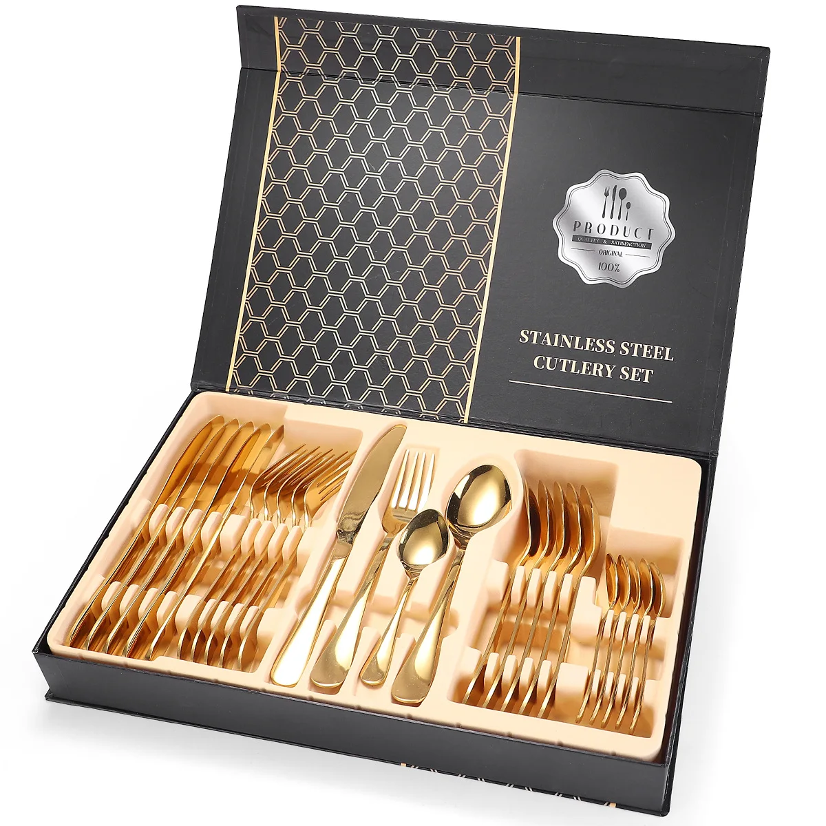 STAINLESS STEEL CUTLERY SET 16/24/40 PIECES GIFT BOX SET SILVER FORK SPOON NEW 