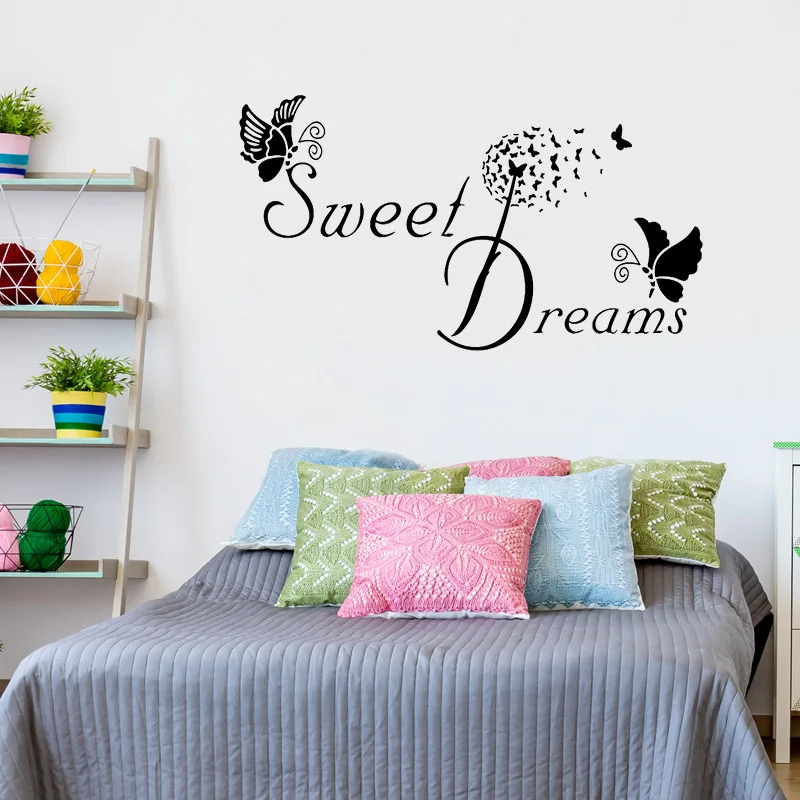 Sweet Dreams et papillons Wall Art Stickers pour décoration intérieure 