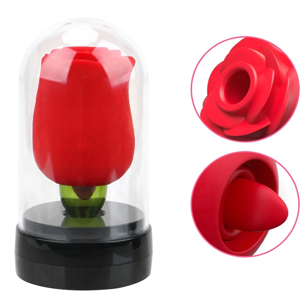 Rose Flower Shaped Silicone Tongue Licking Adult Sex Toy Waterproof