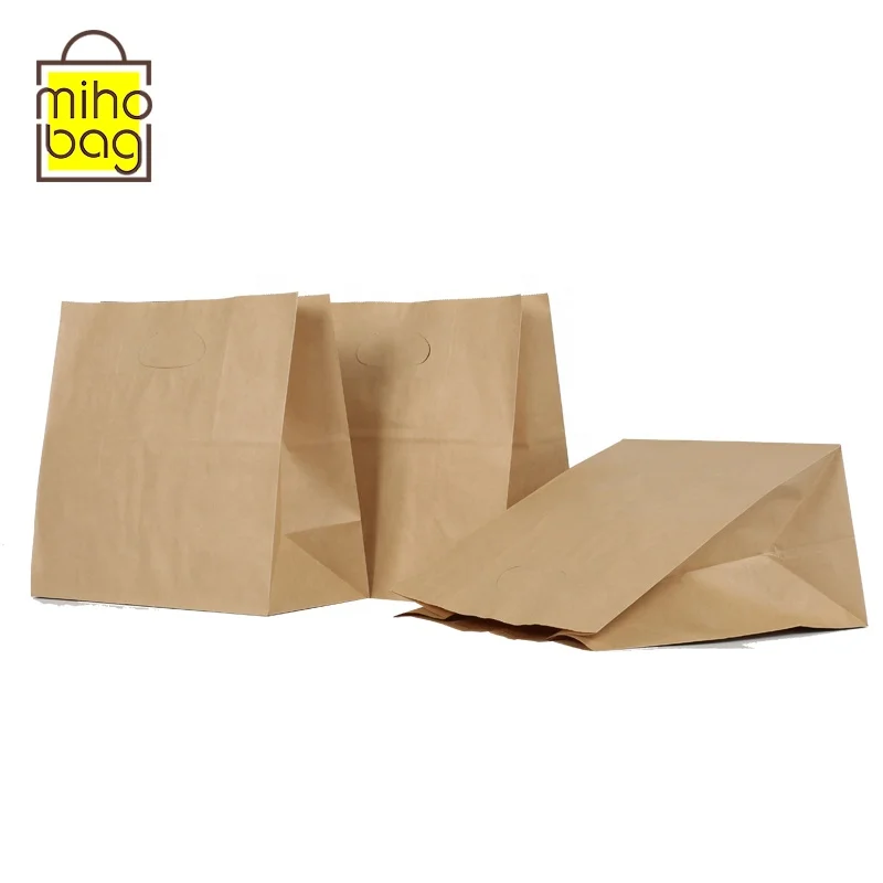 Ecofriendly Kraft Paper Food Packaging Bag With Die Cut Handle For