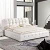 European modern figure design soft comfortable bed warmer clear white fabric leather white wood queen bed