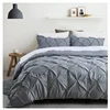 Unique Pinch Pleat Pintuck Duvet Cover Set 3 Pieces/ Luxury Decorative Stylish Brushed Microfiber Bedding Set