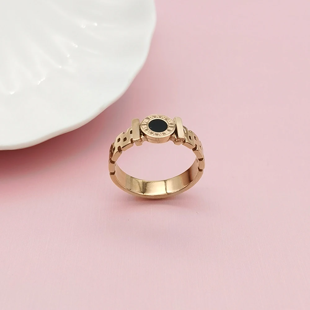 时尚罗马数字戒指玫瑰金镀 316 首饰不锈钢戒指首饰