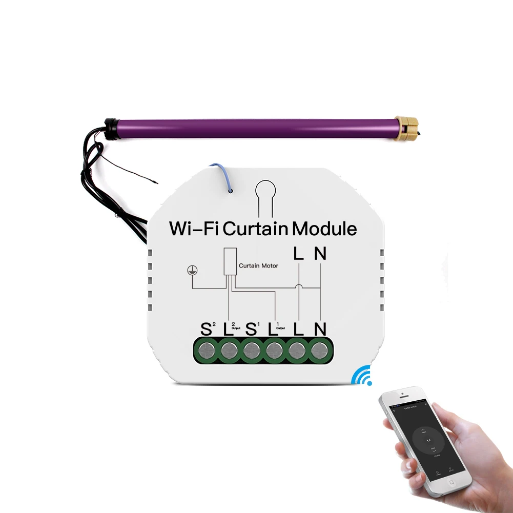 WiFi Mini Smart Curtain Switch Module Roller Blinds Shutter Motor Smart Life Tuya APP Remote Control Work with Alexa Google Home