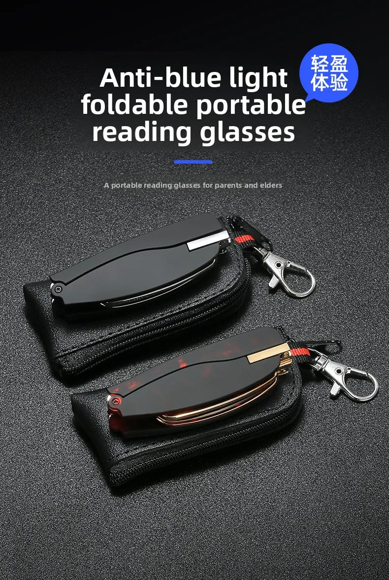 360-Degree Rotating Anti-Blue Light HD Reading Glasses Portable Ultra-Light Folding Design Gold Lightweight for Elderly Readers