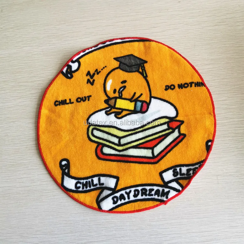 100% cotton reactive digital printing small lovely round face hand towel handkerchief towel for kids
