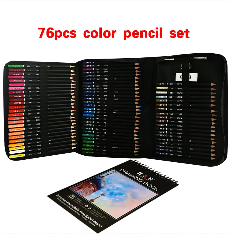 76 Pcs Professional Artist Natural Wooden Colored Pencils Set - Buy ...