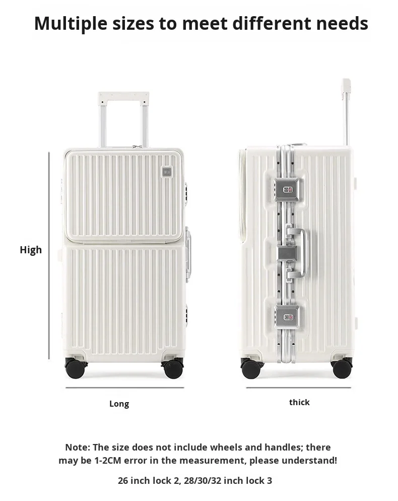 product 28 inch reinforced thicken aluminum frame travel luggage large capacity pc suitcase anti theft password front open trolley case-18