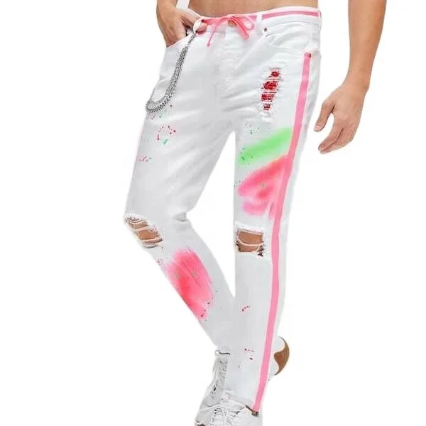 Skykingdom-pantalones Vaqueros De Diseñador Para Hombre,Jeans Pintados De  Color Blanco,De Calle,A Rayas Laterales,Novedad - Buy Streetwear Jeans  Man,White Men Designer Jeans,Jeans Pants For Men Product on Alibaba.com
