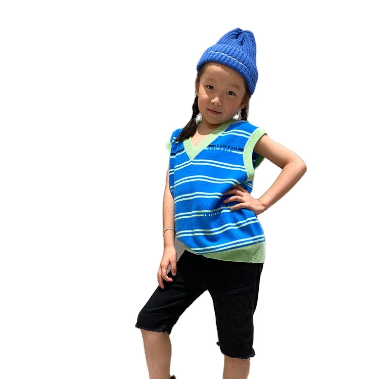 
OEM High Quality Famous Brand Design V-neck Knitted Winter Pullover Children Sweater 