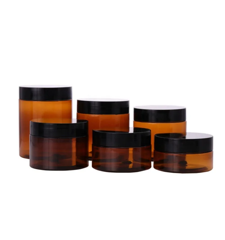 4oz 8oz Pet Amber Plastic Jars With Lids Stock Low Moq Custom Cosmetic