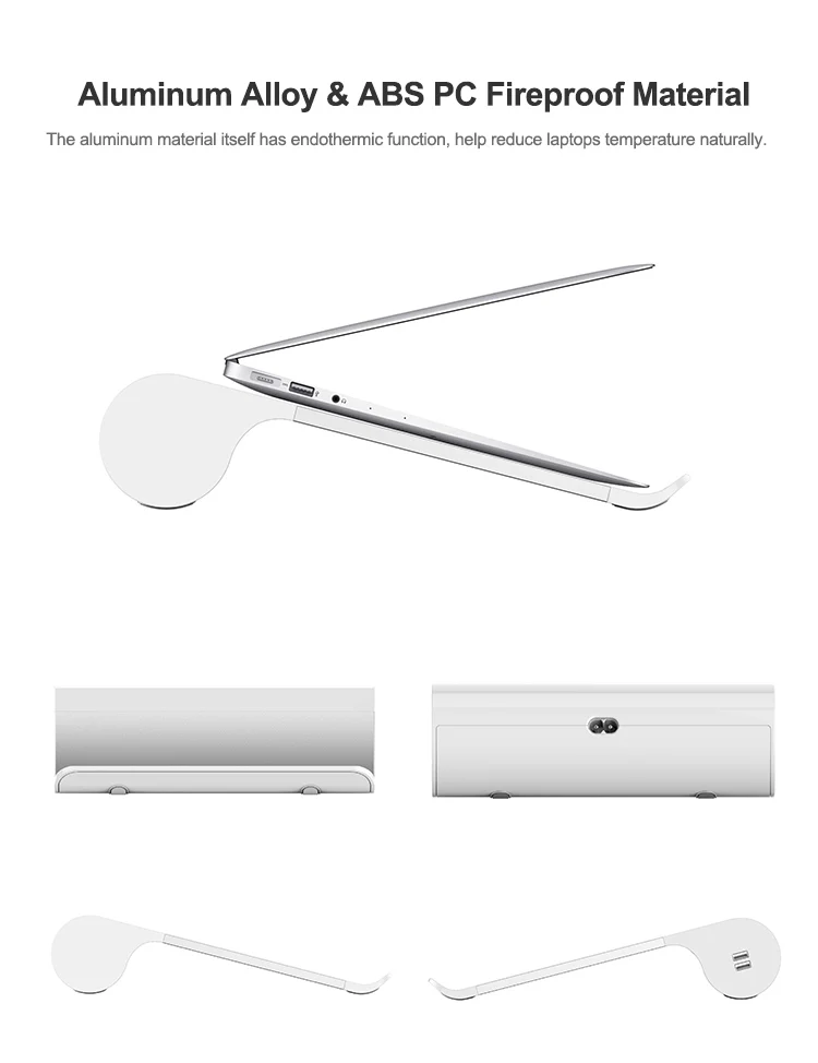 Best Popular Heat Dissipation Gaming Aluminum Alloy Laptop Stand Notebook Holder With 2 USB For Apple Macbook