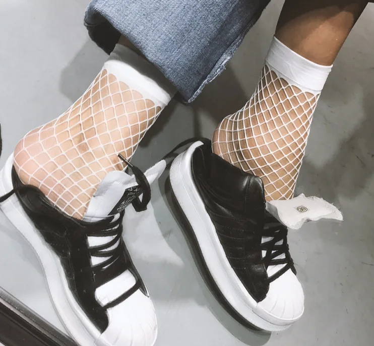 fishnet socks with shoes