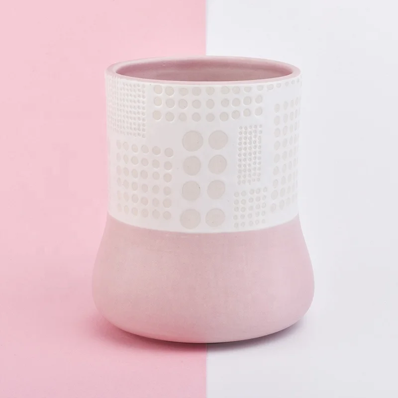 Vintage pink glazed customized candle votive holder church ceramic jar party decoration suppliers