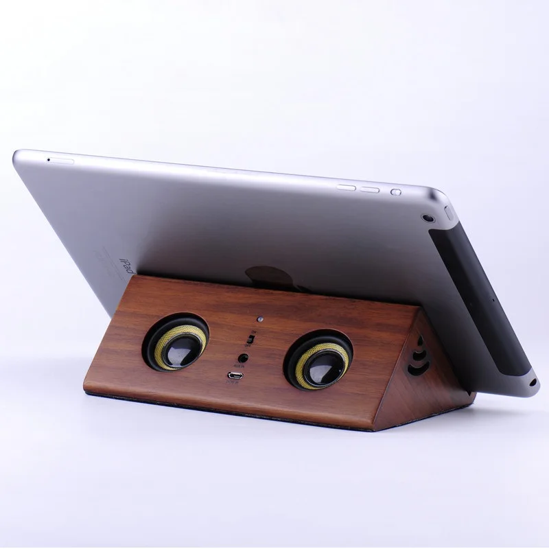 高品质黑色木材感应扬声器智能手机立体声 boombox 扬声器