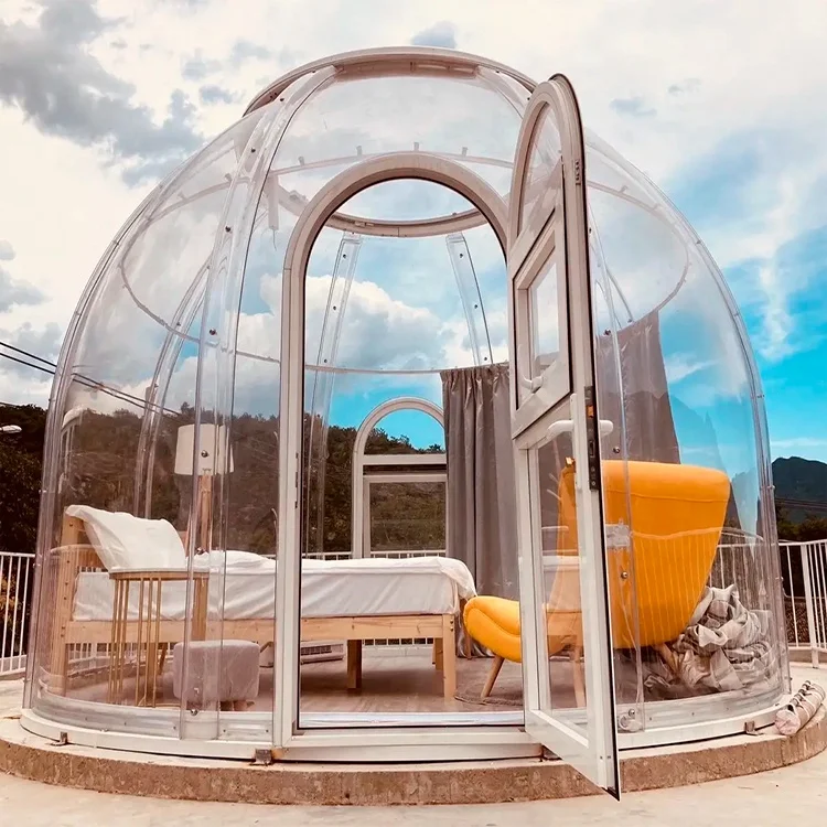 Fashion The open air customizable The starry sky roof keep out the rain and wind bubble tents romantic couple bubble house supplier