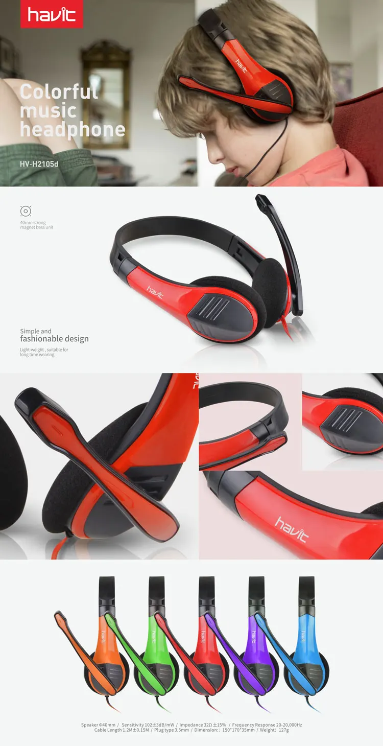 HAVIT Cheap Wired Headphone Head-band Headset for PC HV-H2105D, View Havit  wired headphone for PC, Havit Product Details from Guangzhou Havit  Technology Co., Ltd. on Alibaba.com