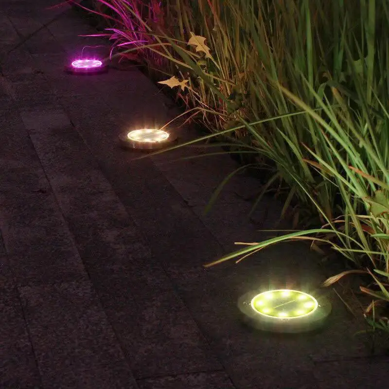 Decorative Garden Led Underground Light Round Stainless Steel Solar ...