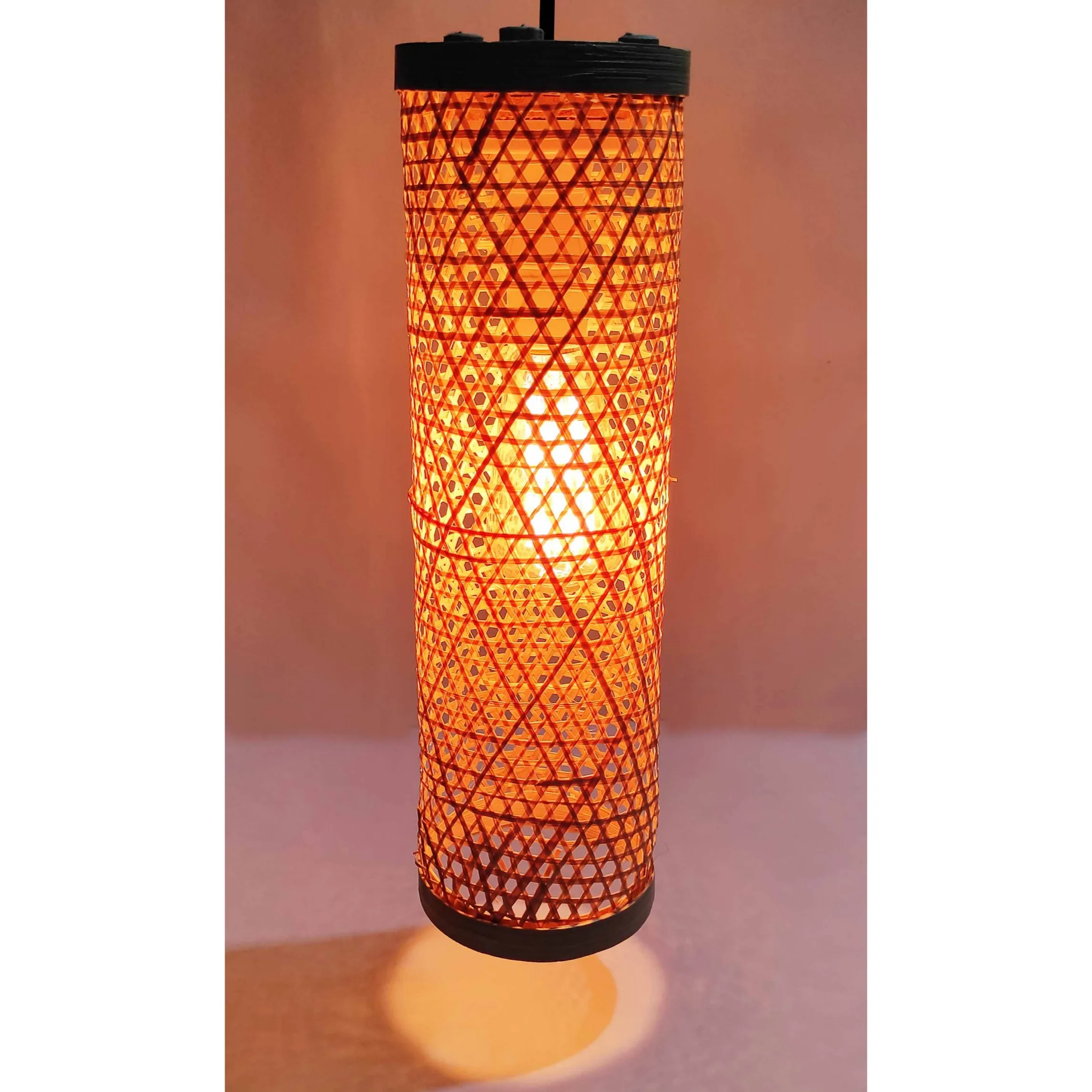 New decorative sleek cylindrical hanging Wall Lamp Wood Lantern Night Light for Pathway Staircase Bedroom Energy Saving bamboo