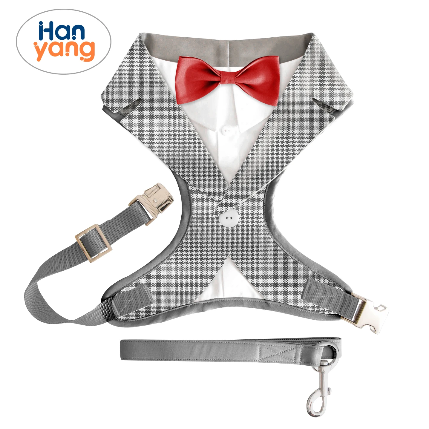 Hanyang Custom Small Puppy Harness With Bowtie Adjustable Dog Vest Mesh Tuxedo Harness For Small