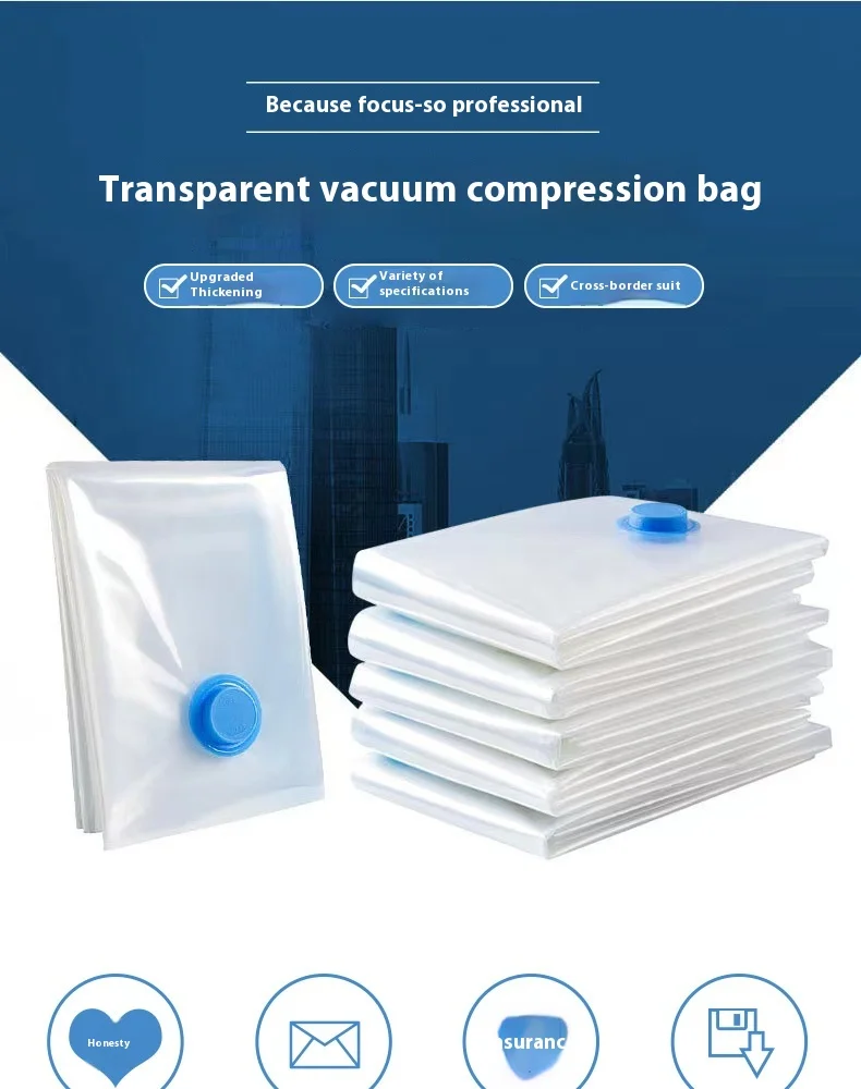 Transparent Border Folding Organizer for Space-Saving Storage Vacuum Bag for Clothes Travel Living Room Compressed Storage