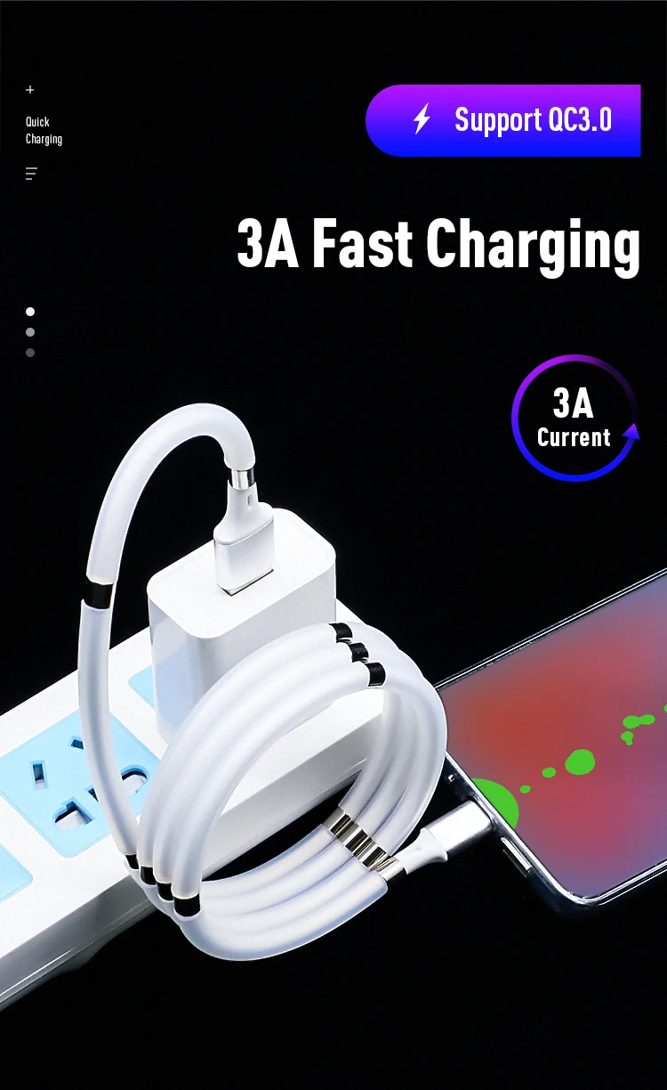 Easy-Coil Redesigned Self Winding Magnet Micro USB Fast Supercalla Charging Data Cable - ANKUX.COM