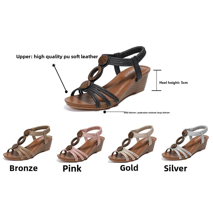 Stylish Women's Summer Wedge Sandals - Vintage Bohemian Roman Shoes
