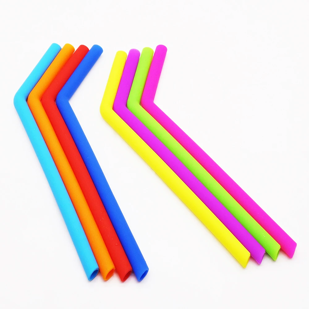 Flexible Silicone 25cm Long Reusable Drinking Straws Cool Heat
