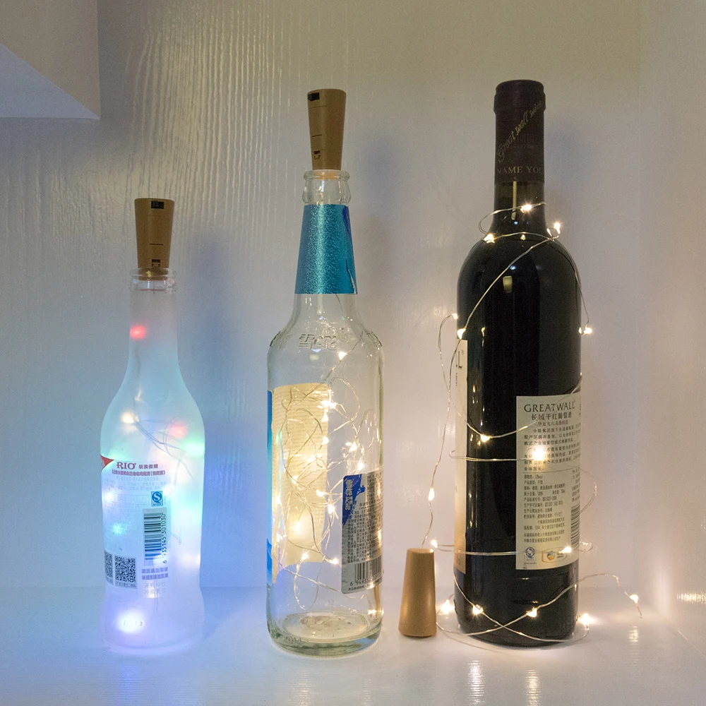 2m 6.6FT Battery powered 20 LED Cork Wine Bottle Lighting Night Fairy Christmas String Lights