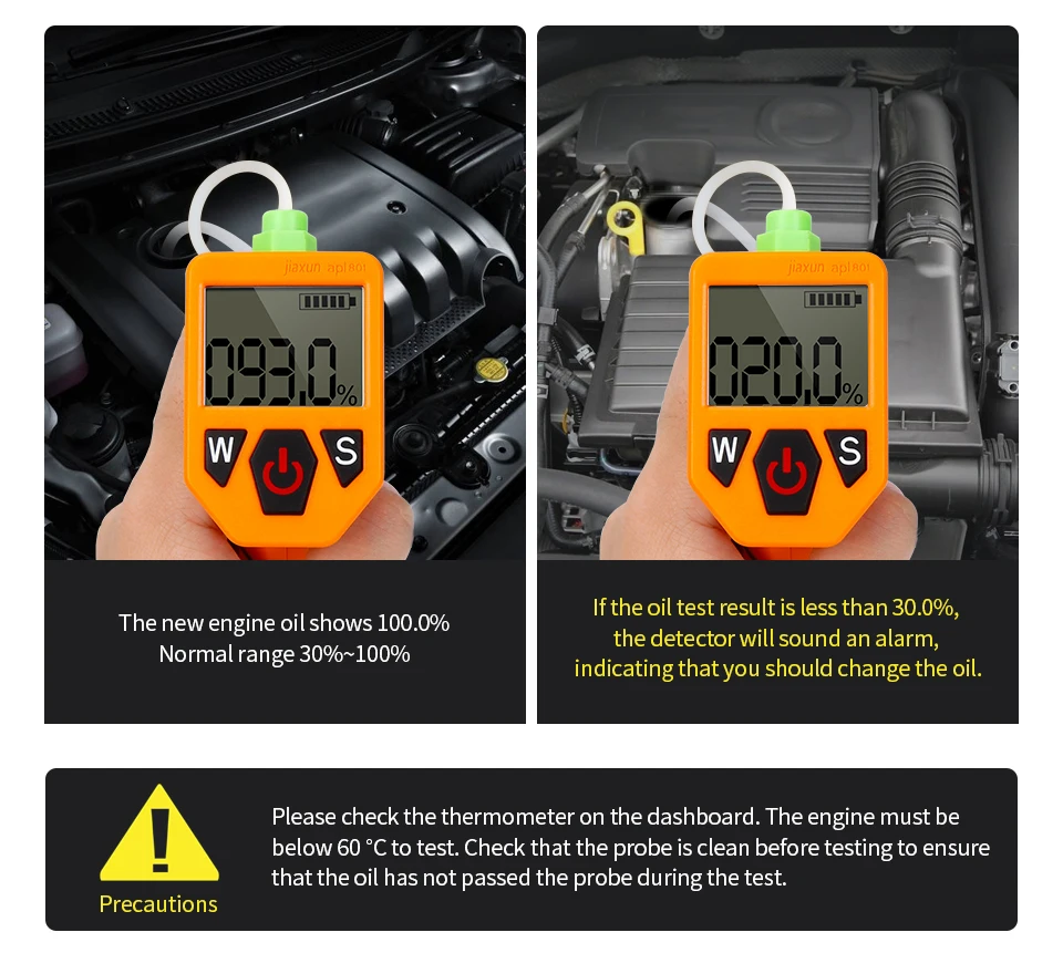 Engine Oil Tester For Auto Check Oil Quality Detector With LED Display Gas Analyzer Car Diagnostic Testing Tools