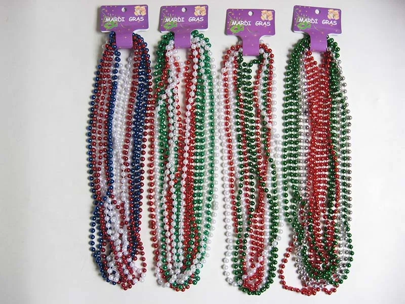 24 Pack Mardi Gras Bead Necklace Bulk 33 Multi Colors Carnival