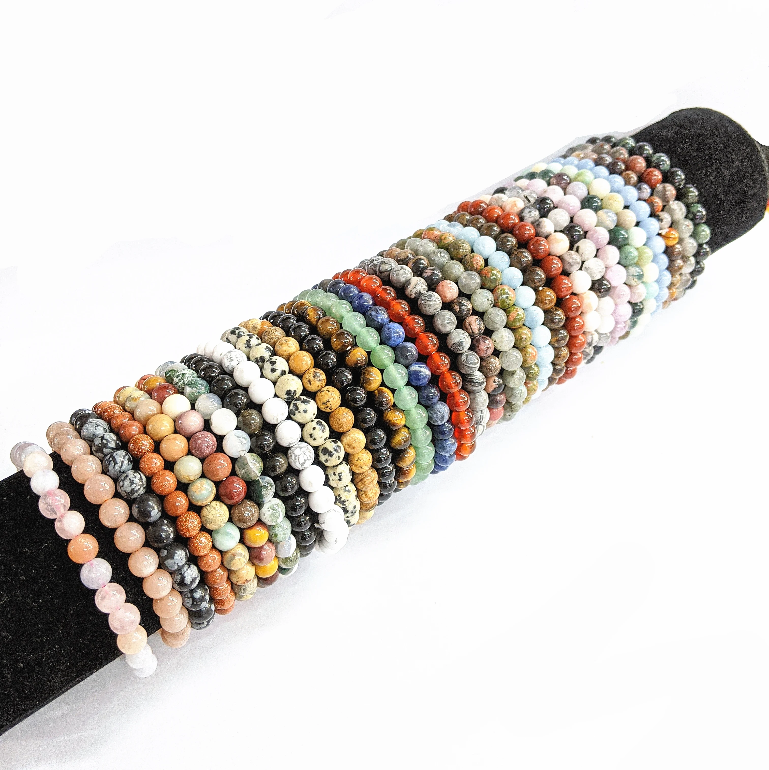 Natural Gemstone Men's Women's Elasticated bracelet 6mm LEOPARD SKIN beads