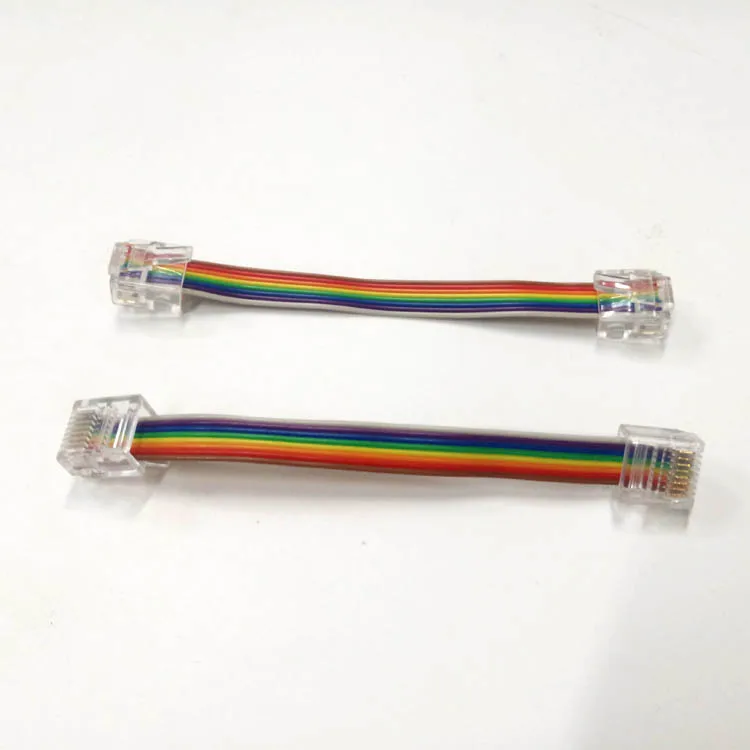 Custom Wire Harness 10cm 8 Pin Rj45 To Rj45 Flat Ribbon Cable Rainbow