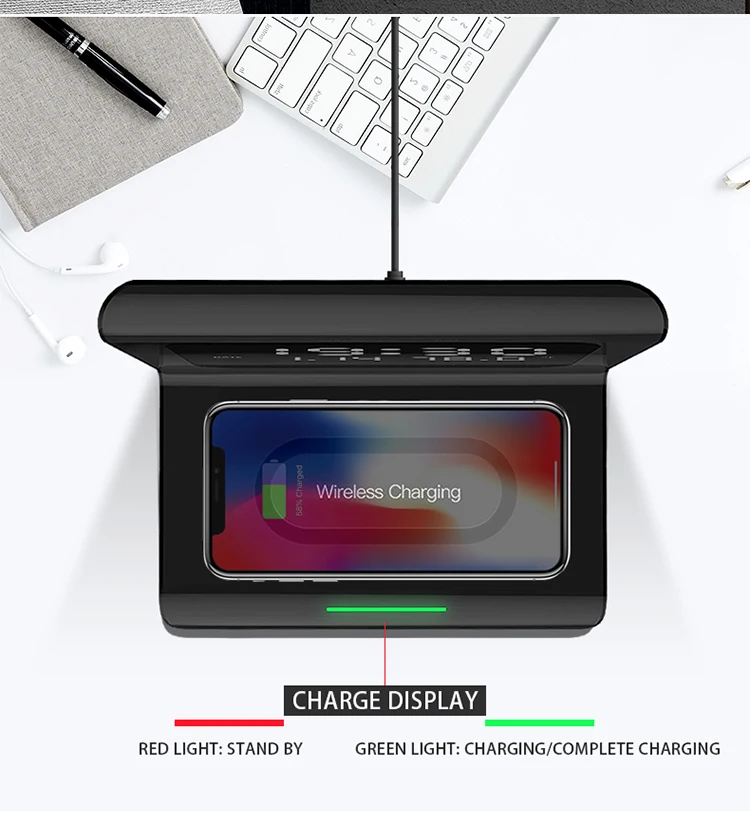 Wireless charging speaker 2020 alarm clock wireless charger 10W wireless phone charger