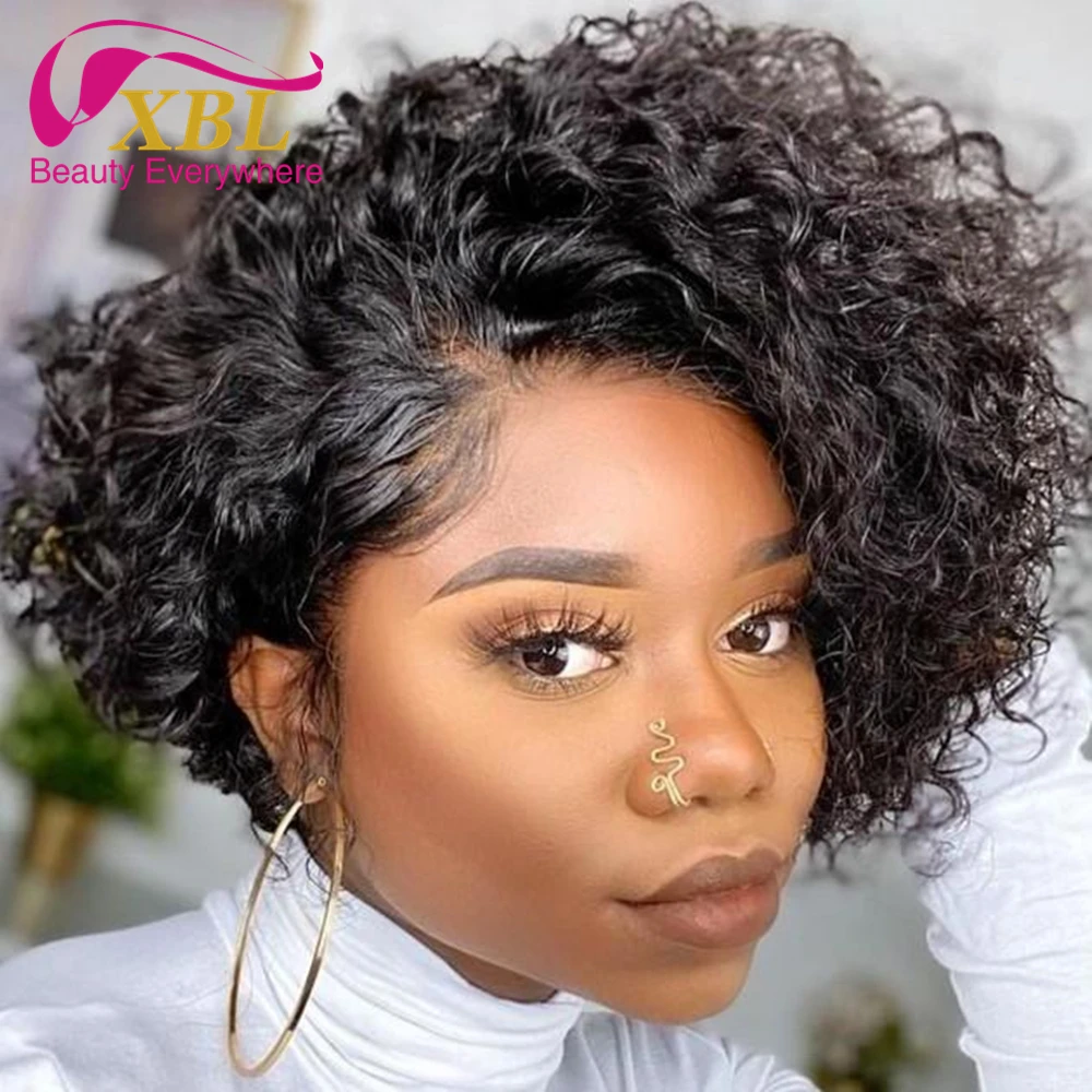 
XBL Pixie Short LuLu Curl Custom Closure Wig,150 Density Cuticle Aligned Pre-Plucked With Baby Hair Remy Human Hair Closure Wigs 