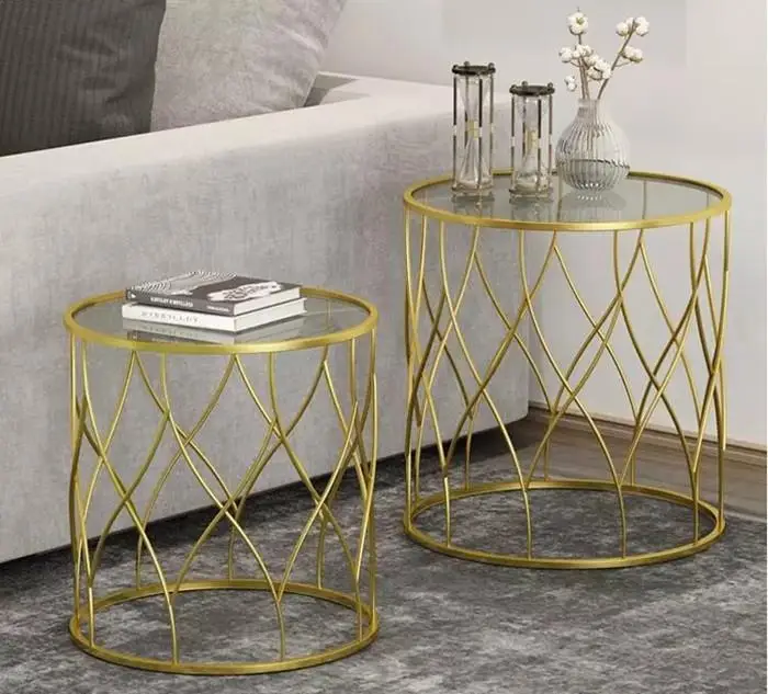 All round Light luxury smable metal corner multifunction coffee table