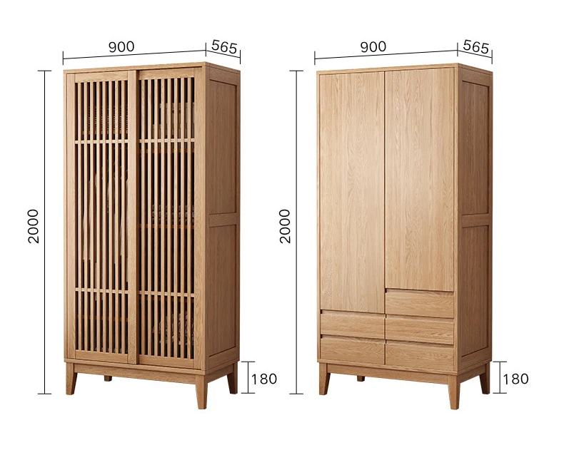 product-Modern OEM supported bedroom furniture solid wooden wardrobe with 2 hollow doorsclothes stor-1
