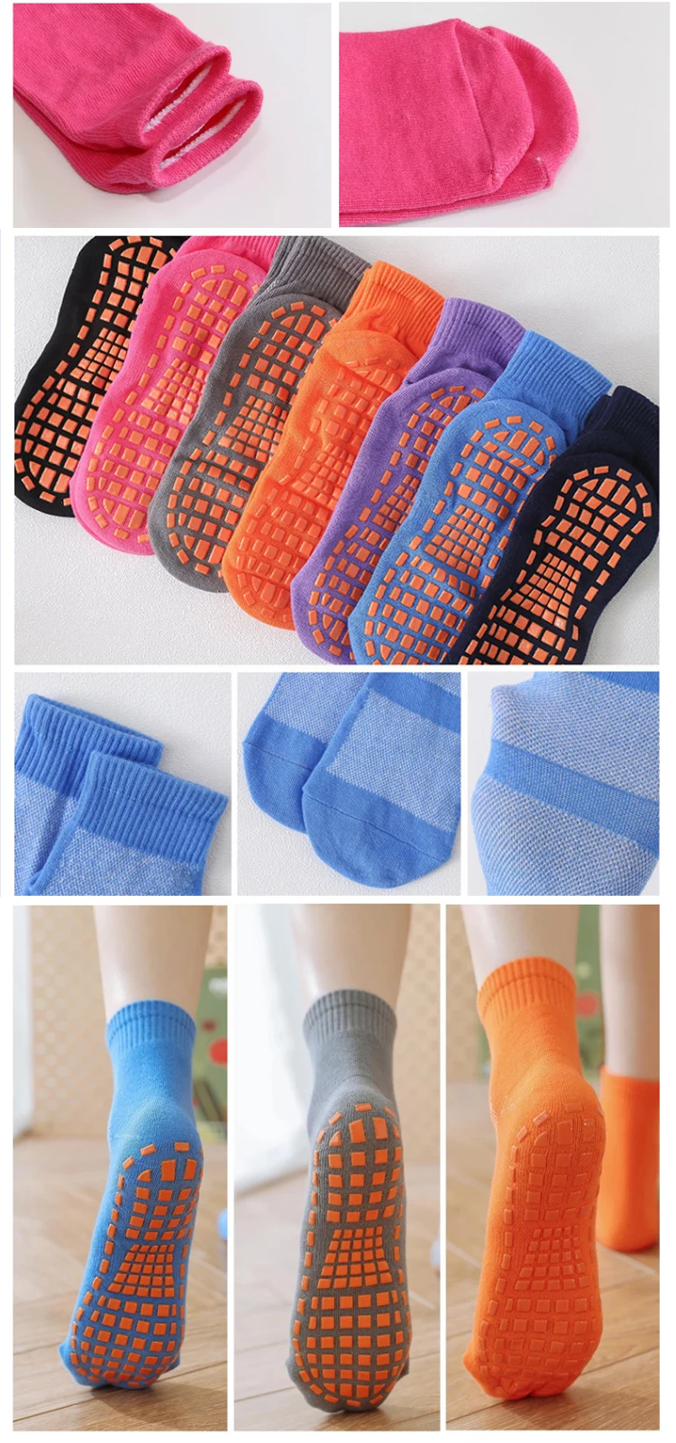 Indoor Exercise Kids And Adult Non Slip Organic Yoga Trampoline Socks