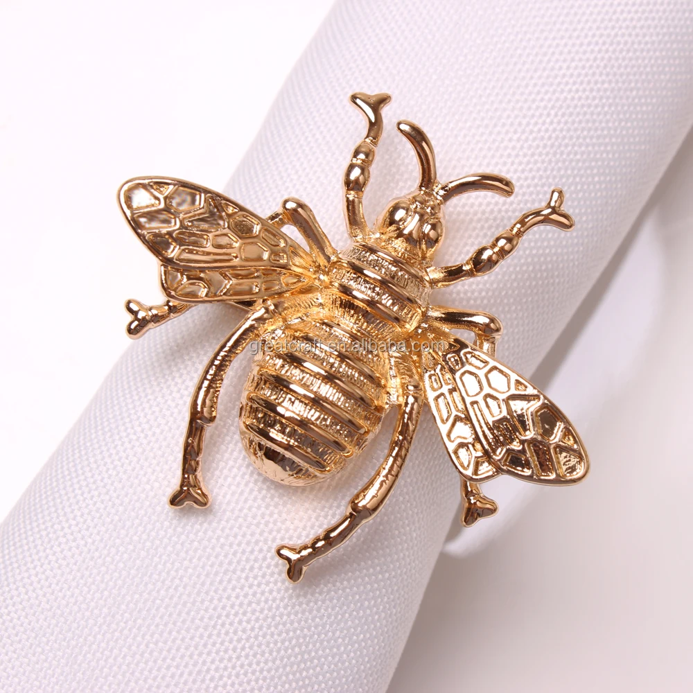 Metal Gold Bumble Bee Napkin Ring Napkin Holder For Spring Season