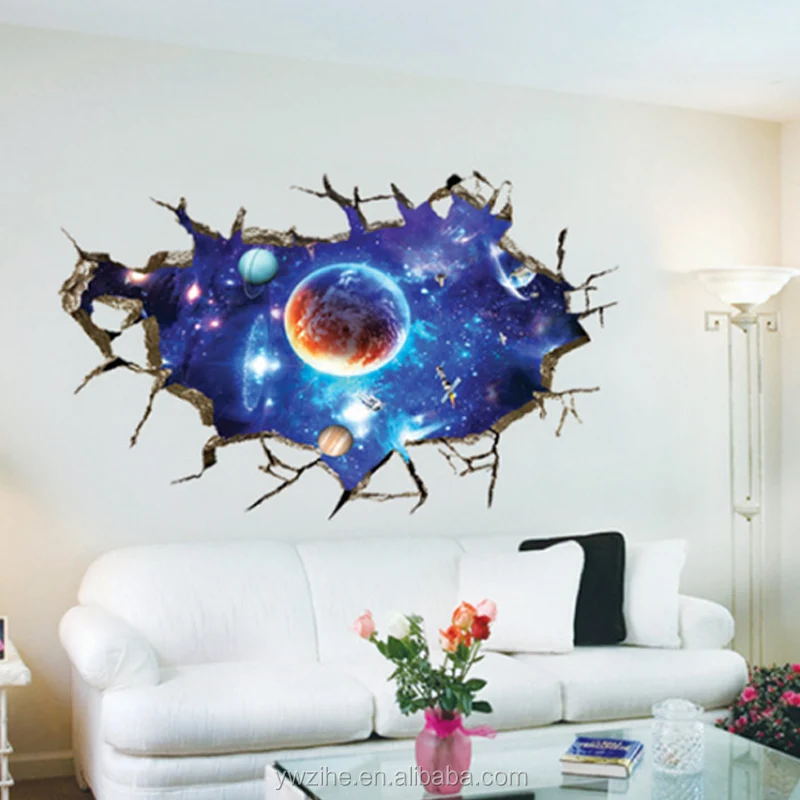 W085 Tierra Espacio Luna Planetas chicos la etiqueta de la pared Cartel 3D Art Stickers Vinyl Habitación