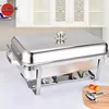 18/8 stainless steel durable rectangular food chaffing dishes for hotel serving and wedding 8.L silver DONGZHAOWEI
