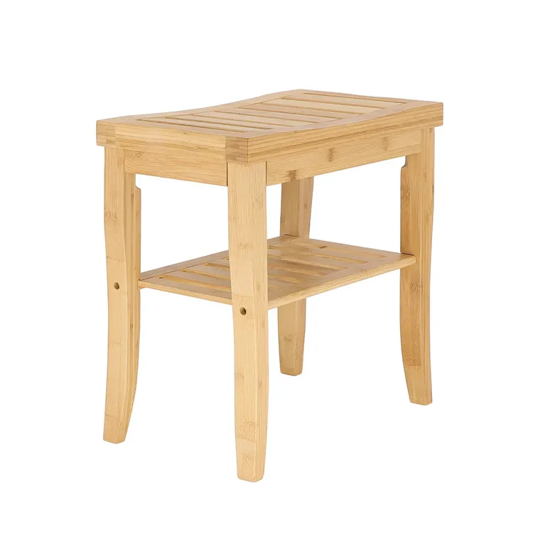 Bad Bad Stuhl Sitz Bambus Dusche Bank Mit 2 Tier Lagerung Regal - Buy