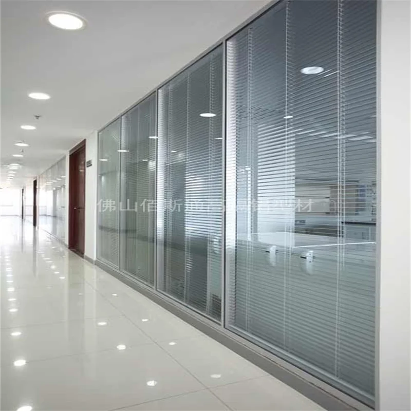 100mm Aluminum Frame Steel Keel Double Glass Partition with Built-In Louvers for High-End Retail Boutiques supplier