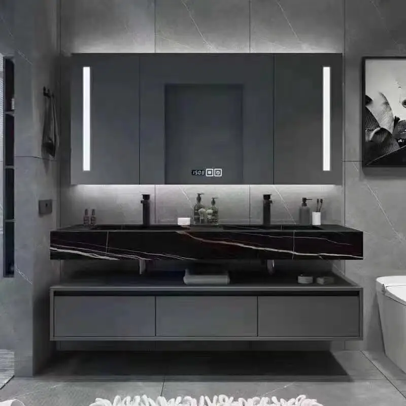 Australian bathroom vanity solid wood bathroom cabinet with smart sensor mirror