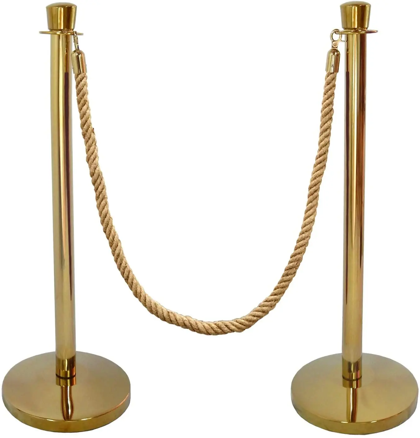 2 TAPER POSTS IN MIRROR S.S+1 ROPE CROWD CONTROL ROPE STANCHION SET DOMED 